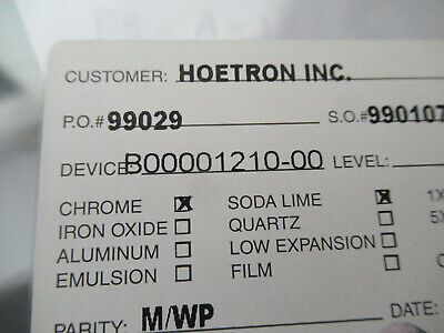 COLLECTABLE PHOTOMASK HOETRON ELECTRONIC COMPONENTS RARE AS PICTURED &F5-A-123