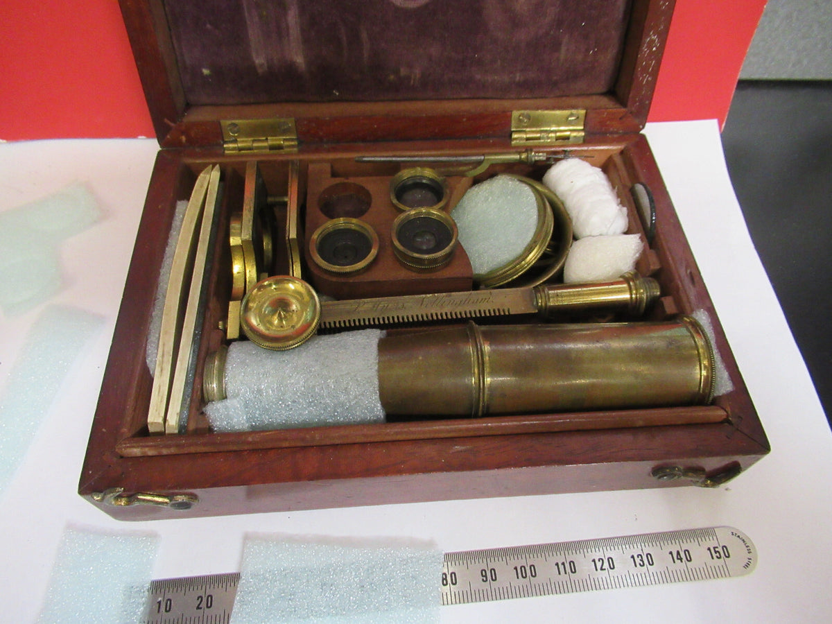Antique Cary Gould circa 1830 Brass Microscope + Case