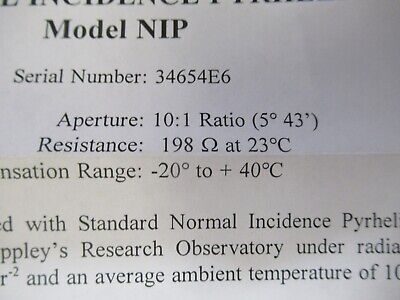 EPPLEY NORMAL INCIDENCE PYRHELIOMETER LIGHT INTENSITY SENSOR AS PICTURED A7-A-02