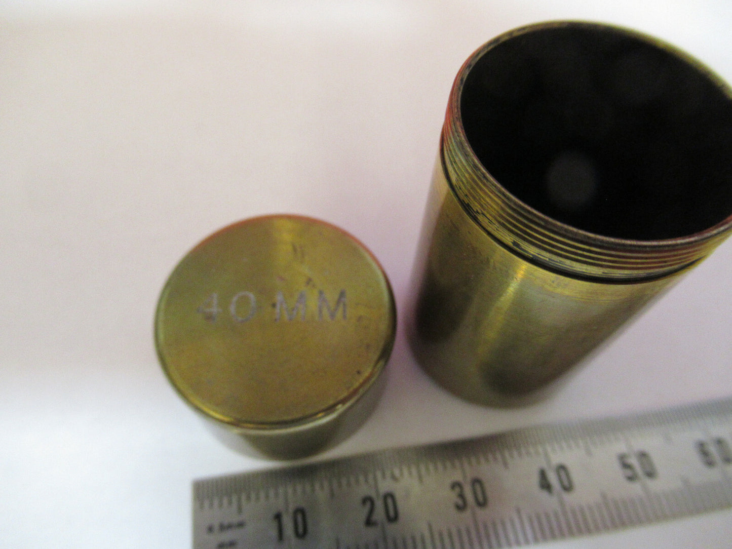 EMPTY BRASS CONTAINER for MICROSCOPE OBJECTIVE PART AS PICTURED #B7-A-73
