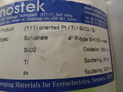 Platinum Titanium Coated Thin Film Inostek on Silicon Wafer