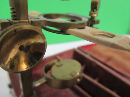 ANTIQUE BRASS RARE TYPE CARY GOULD MICROSCOPE with ACCESSORIES AS PIC T6-A-49