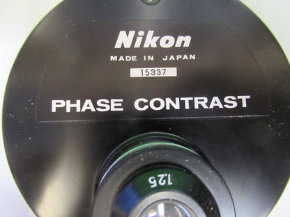 NIKON JAPAN PHASE CONTRAST CONDENSER OPTICS MICROSCOPE PART AS PICTURED &G2-A-84