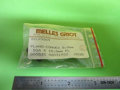 Optical Melles Griot Lens PlanO Convex 8mm Diameter Fl 15mm Laser Optics B