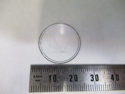 OPTICAL GLASS RETICLE MICROMETER "V" PATTERN MICROSCOPE PART AS PICTURED U8-A-60