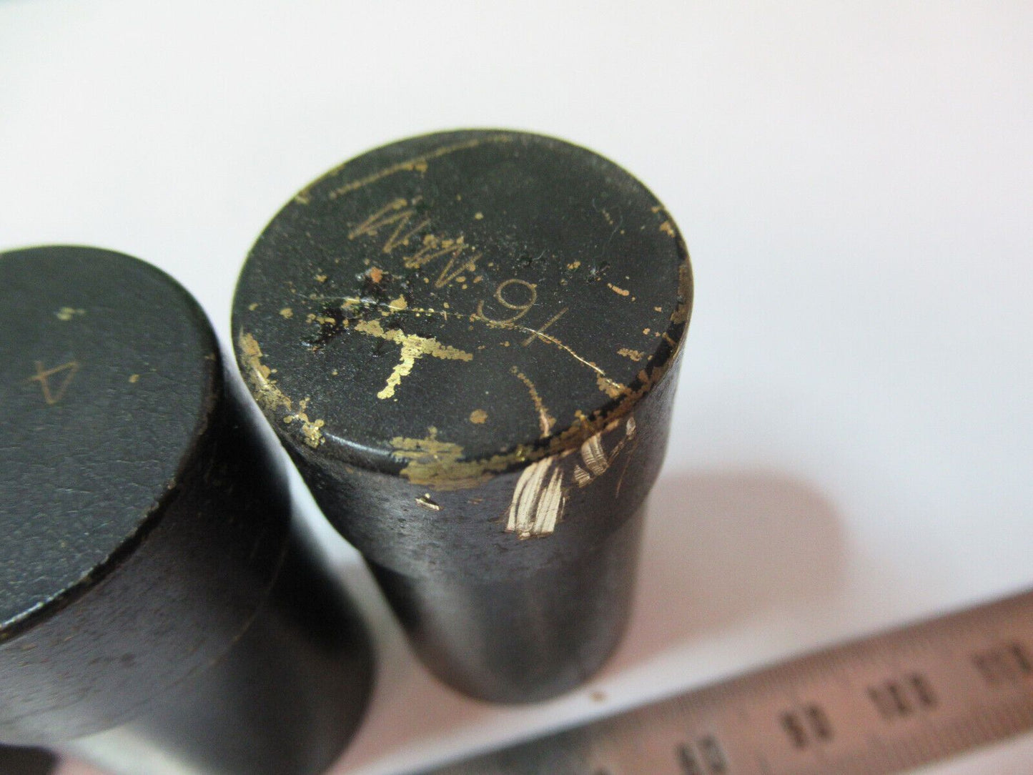 LOT 3 EA BRASS OBJECTIVE CANISTERS SPENCER MICROSCOPE PART AS PICTURED #H9-C-27
