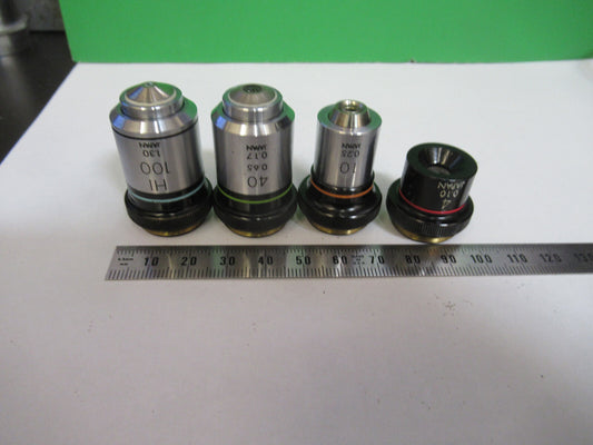 Lot 4EA Olympus Japan Objectives 4X 10X 40X 100X Microscope Part AS Pic