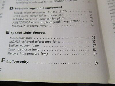 ORIGINAL BOOKLET LEITZ WETZLAR GERMANY POLARIZING MICROSCOPE PART AS PICTURED W3