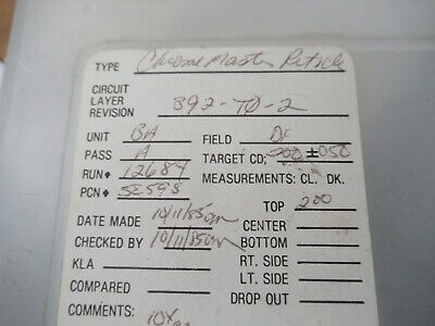 COLLECTABLE PHOTOMASK HUGHES AIRCRAFT ELECTRONIC COMPONENTS RARE AS PIC F5-A-143