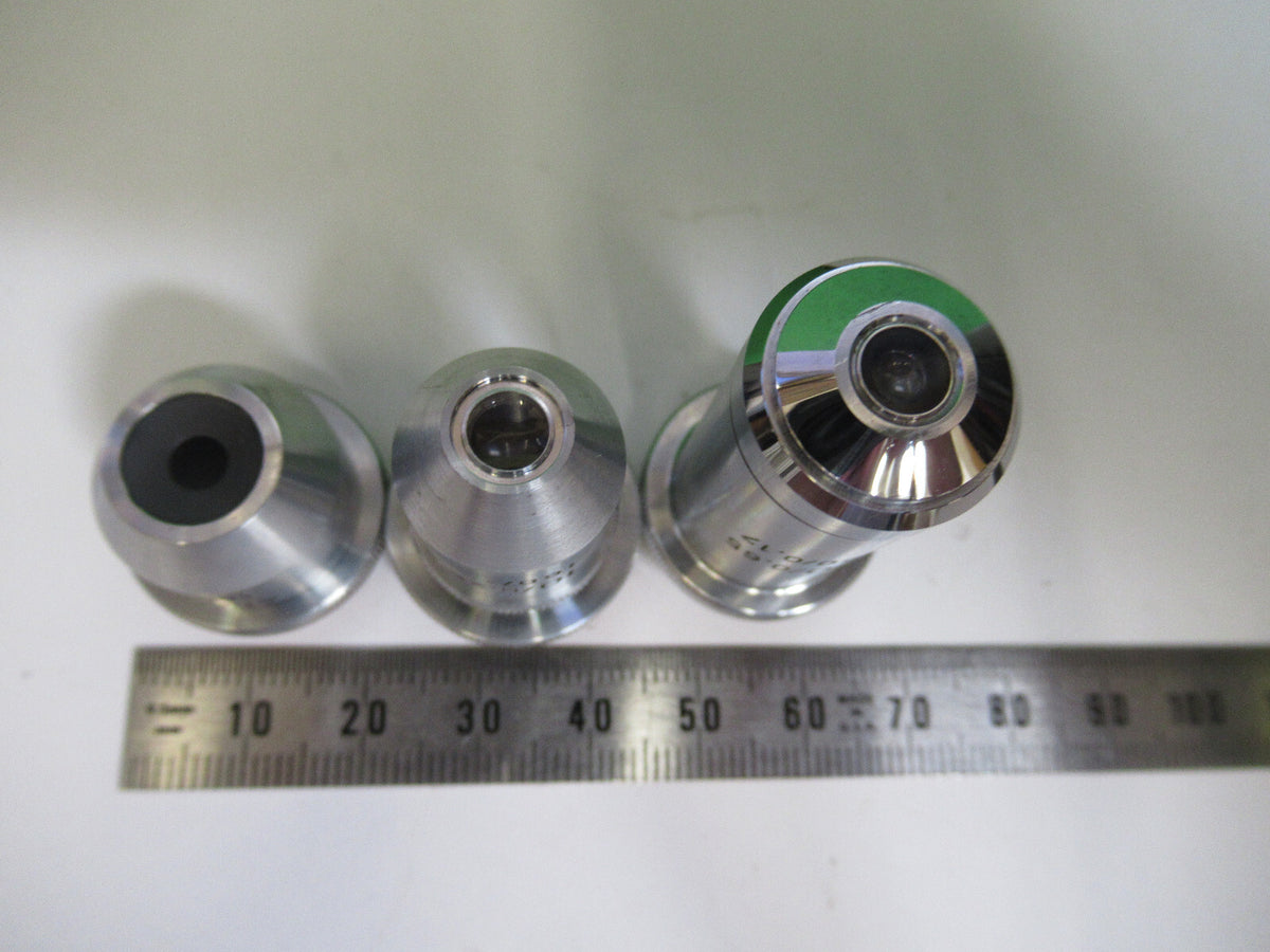 REICHERT AUSTRIA lot objectives 4X 10X 40X MICROSCOPE PART AS PICTURED X5-A-76