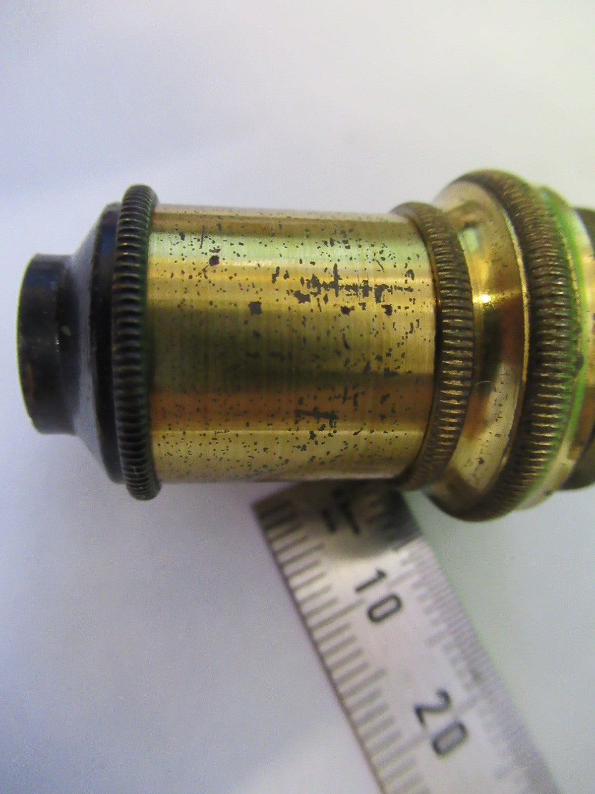 ANTIQUE BRASS OBJECTIVE LENS OPTIC UK LONDON MICROSCOPE PART AS PICTURED Y3-B-07