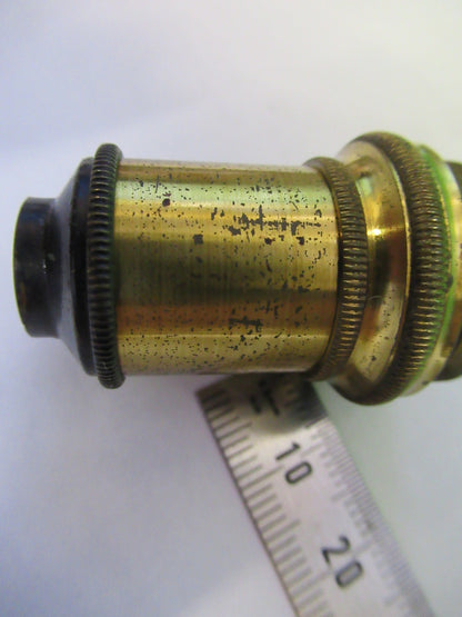 ANTIQUE BRASS OBJECTIVE LENS OPTIC UK LONDON MICROSCOPE PART AS PICTURED Y3-B-07