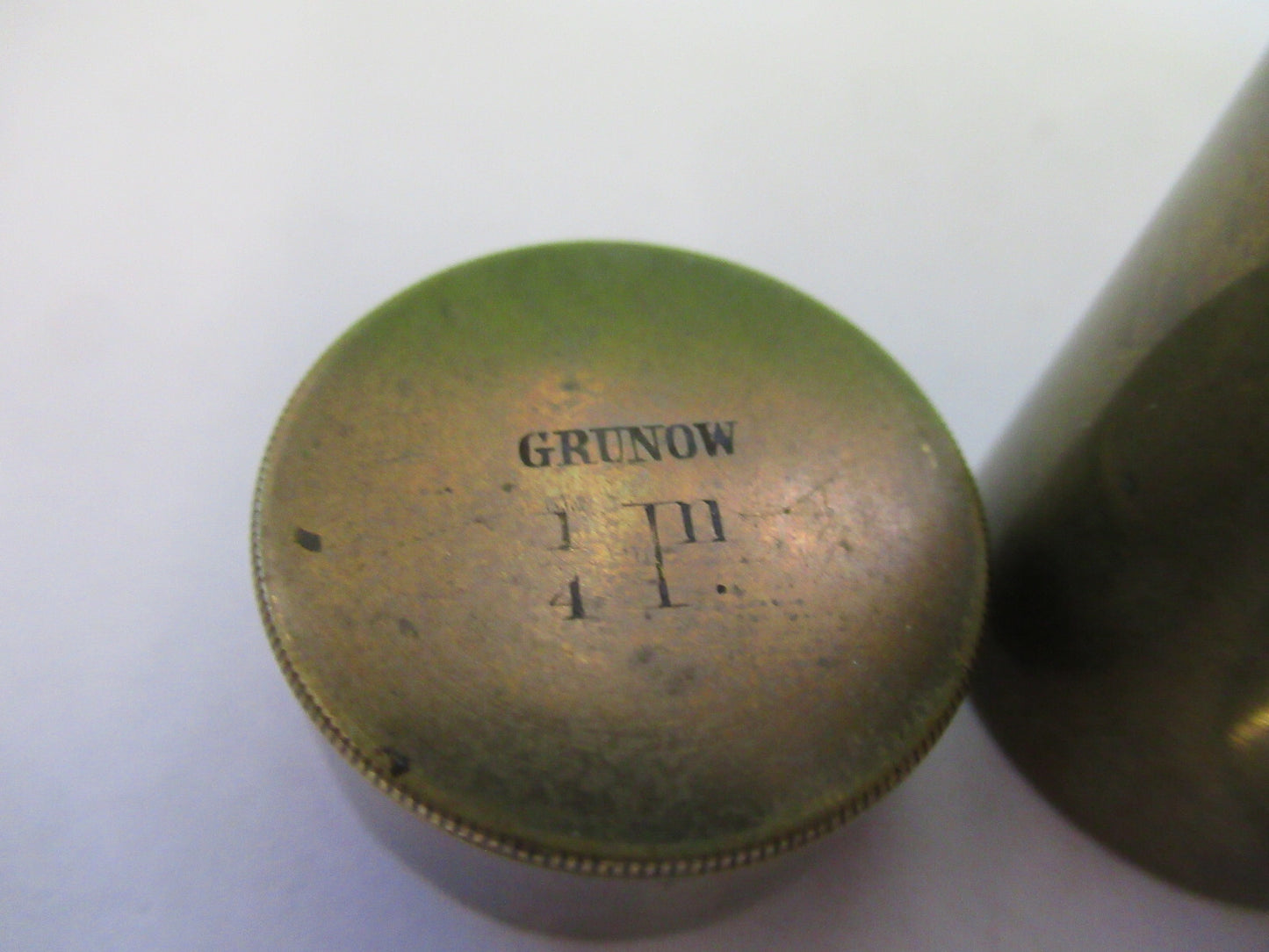 Antique Brass Grunow Rare Empty Objective Canister