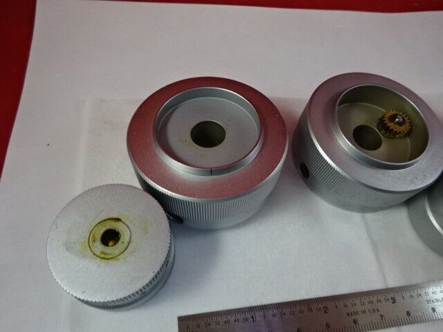 REICHERT LEICA POLYVAR BRASS KNOBS MICROSCOPE PART  AS IS #B8-A-13