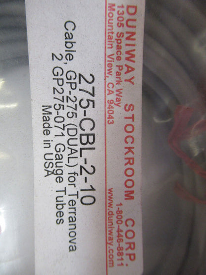 DUNIWAY 275-CBL-2-10 CABLE TERRANOVA GAUGE HIGH VACUUM AS PICTURED #R3-C-10