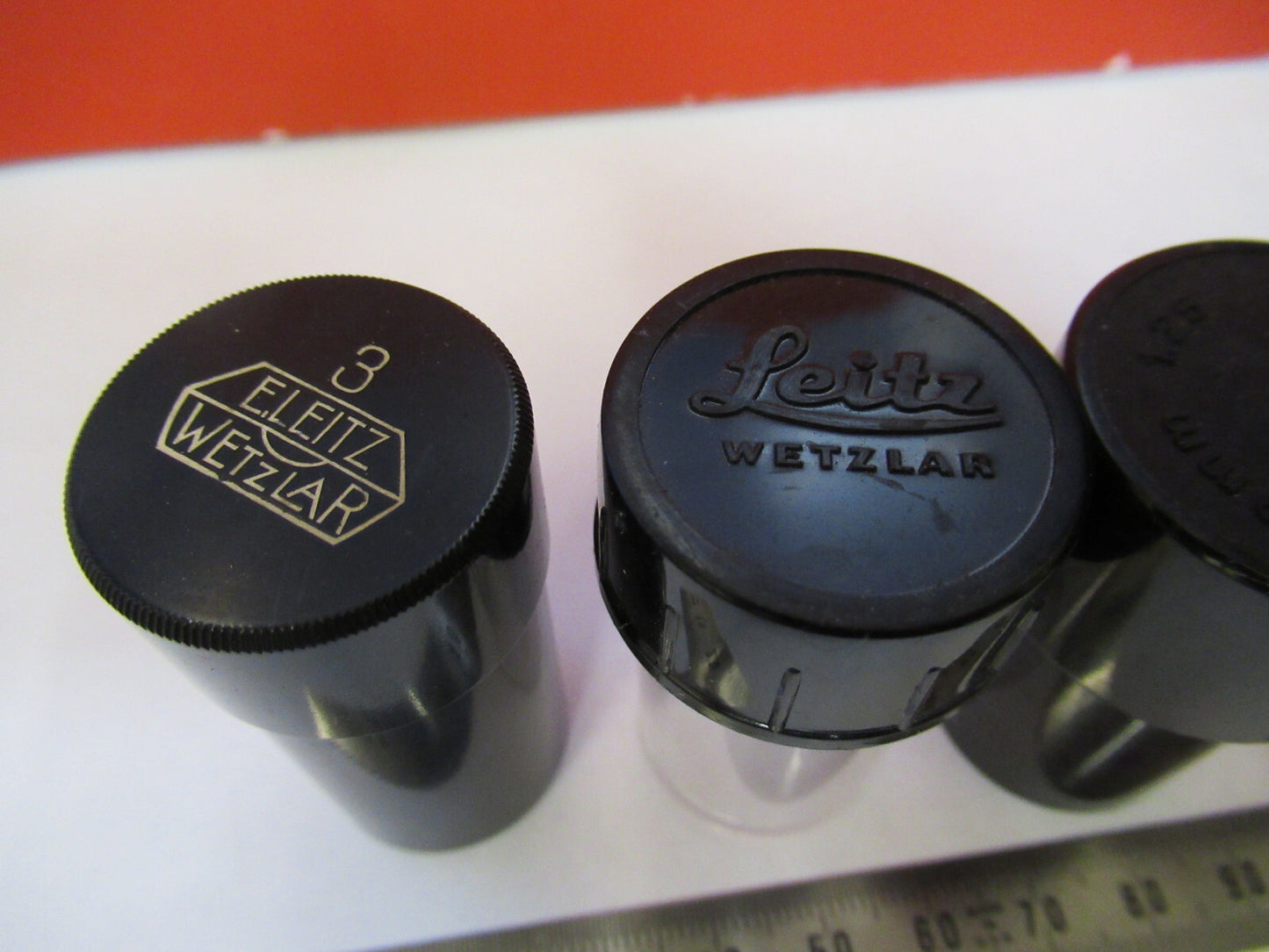 ANTIQUE LOT OBJECTIVE CANISTERS MICROSCOPE PART OPTICS AS PICTURED X3-B-55