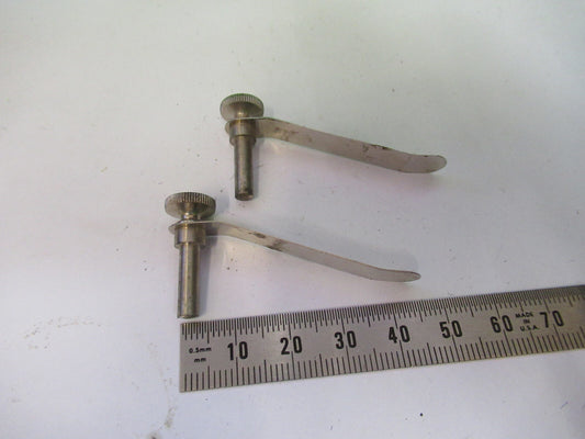 Antique Ernst Leitz Wetzlar Pair Clips Stage Microscope Part