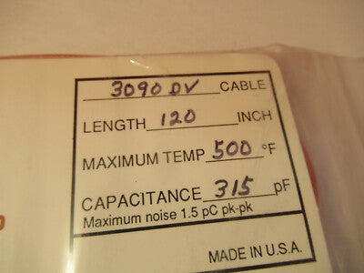 MEGGITT ENDEVCO CABLE 3090DV for ACCELEROMETER HIGH TEMP AS PICTURED &14-A-43