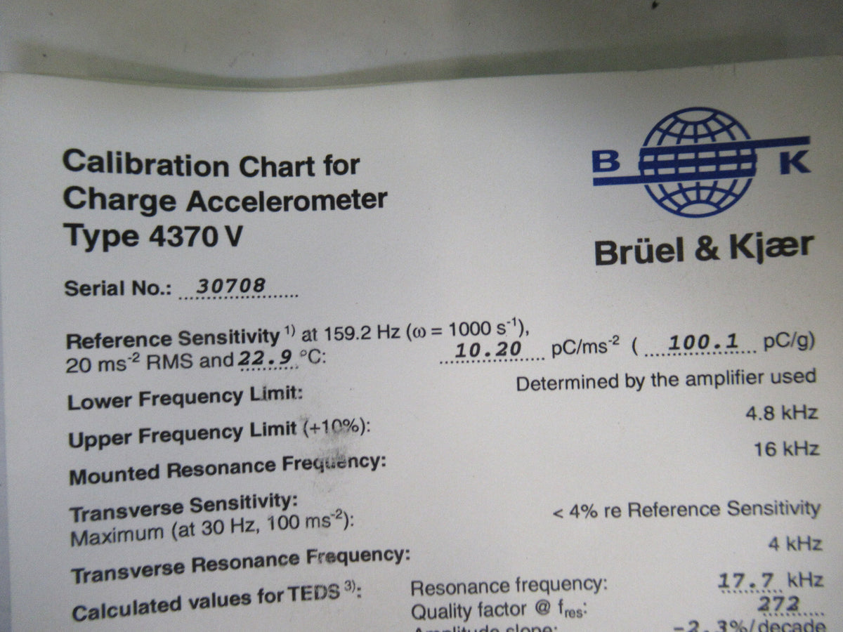 BRUEL KJAER  4370V ACCELEROMETER TEST VIBRATION AS PICTURED 82-A-95