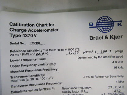 BRUEL KJAER  4370V ACCELEROMETER TEST VIBRATION AS PICTURED 82-A-95