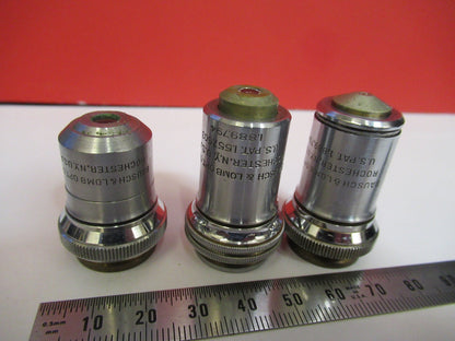 LOT 3ea OBJECTIVE BAUSCH LOMB VINTAGE MICROSCOPE PART AS PICTURED S3-B-22