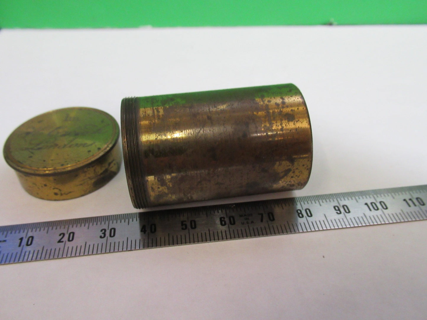 ANTIQUE BRASS EMPTY H. CROUCH UK OBJECTIVE CANISTER MICROSCOPE PART T6-A-28