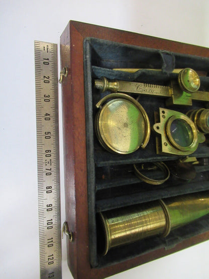 ANTIQUE BRASS RARE CARY GOULD MICROSCOPE with ACCESSORIES AS PICTURED 18-FT-4