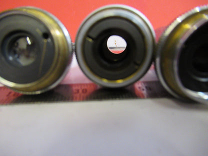 BAUSCH LOMB  LOT OBJECTIVES BRASS  4 PIECES MICROSCOPE PART AS PICTURED  T1-A-49