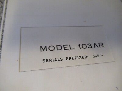 VINTAGE MANUAL HP 103AR QUARTZ OSCILLATOR FREQUENCY STANDARD 1961 AS PICTURED