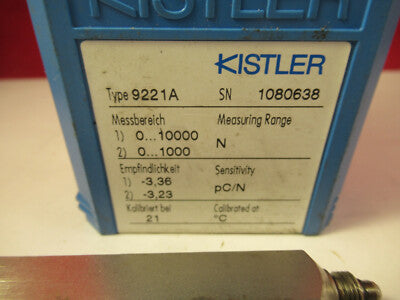 KISTLER SWISS 9221A LOAD CELL PRESSURE SENSOR PLASTIC MOLD AS PICTURED &C6-FT-99