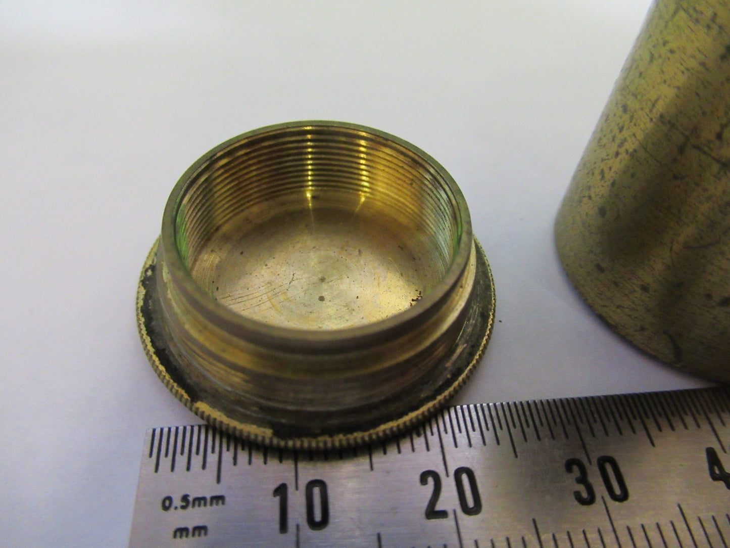 ANTIQUE BRASS EMPTY 1m UK OBJECTIVE CANISTER MICROSCOPE PART Y3-B-24