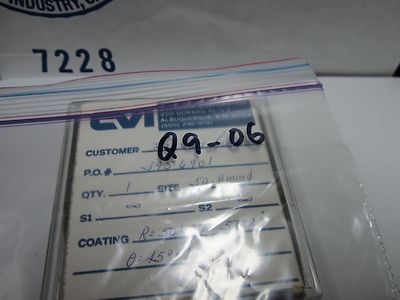 OPTICAL COATED FLAT FILTER LLNL LASER OPTICS BIN#Q9-06