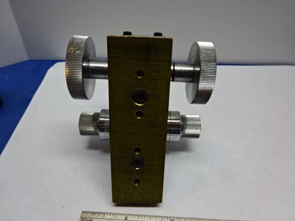 VINTAGE BRASS STAGE MICROMETER GERMANY UNKNOWN MAKE MICROSCOPE PART AS IS &83-62