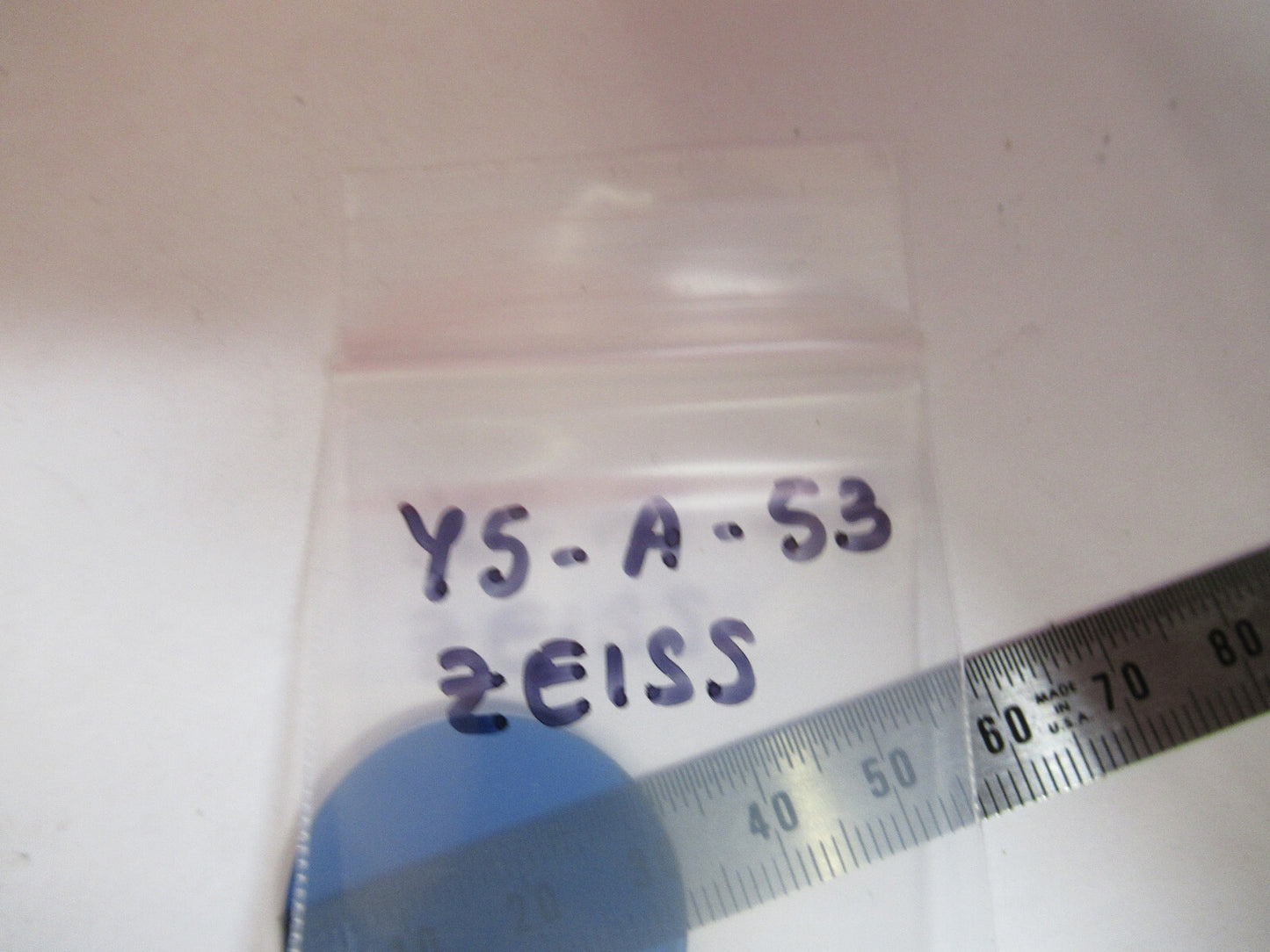 OPTICAL GLASS ZEISS BLUE FILTER MICROSCOPE PART OPTICS AS PICTURED Y5-A-53