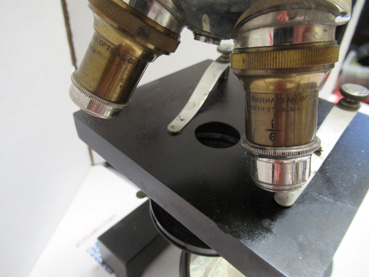 ANTIQUE GUNDLACH ROCHESTER BRASS  MICROSCOPE OPTICS AS PICTURED LOB-3