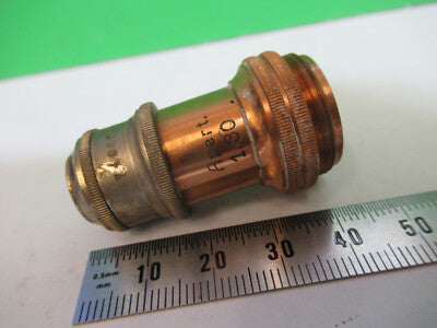 ANTIQUE ERNST LEITZ BRASS OBJECTIVE OPTICS MICROSCOPE PART AS PICTURED &Q9-A-33