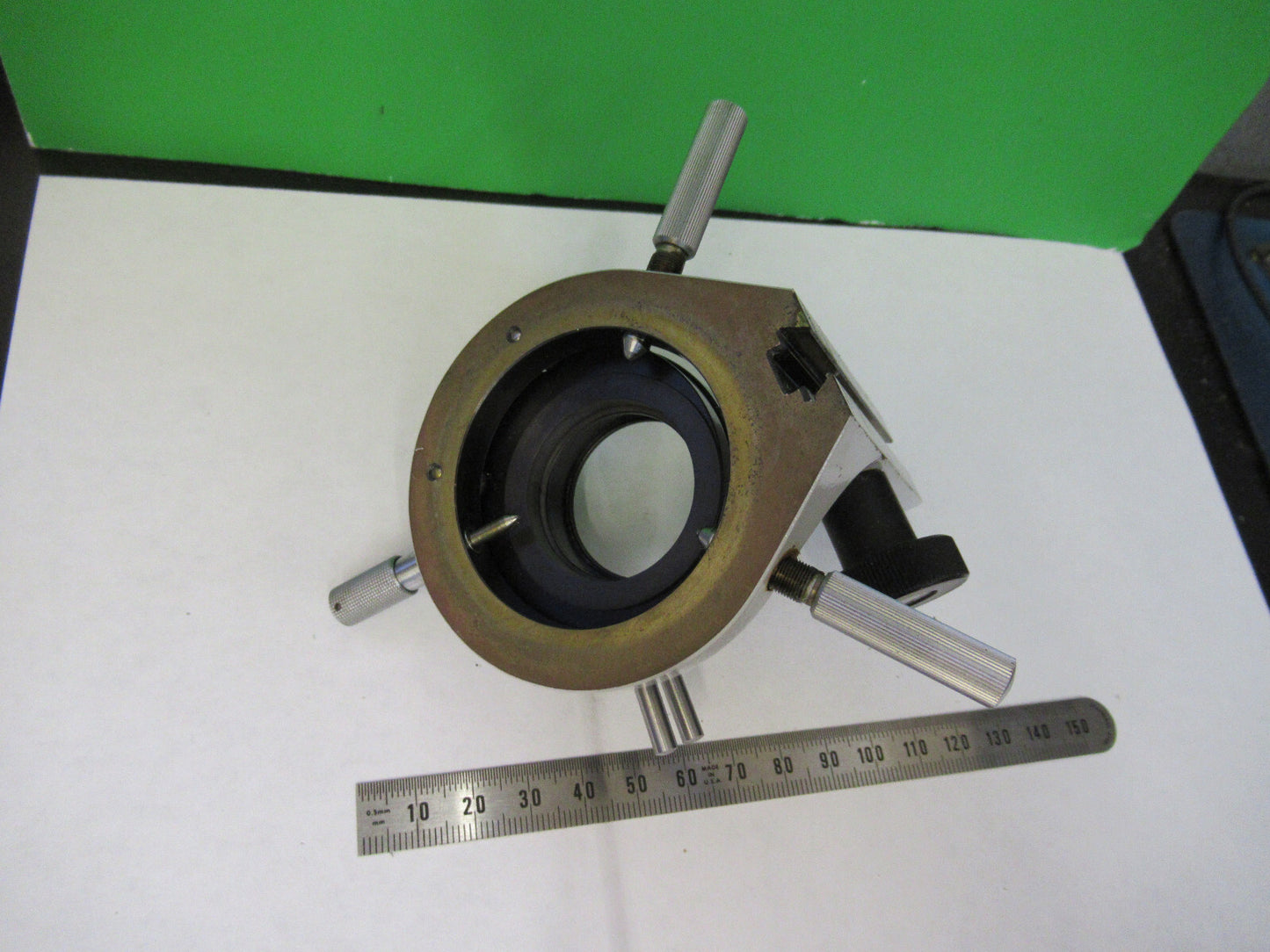 ZEISS GERMANY POL BRASS CONDENSER HOLDER MICROSCOPE PART AS PICTURED X9-B-28