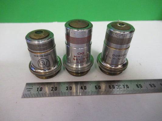 ANTIQUE AO OBJECTIVE LOT  10X 43X 100X MICROSCOPE PART AS PICTURED U9-A-41