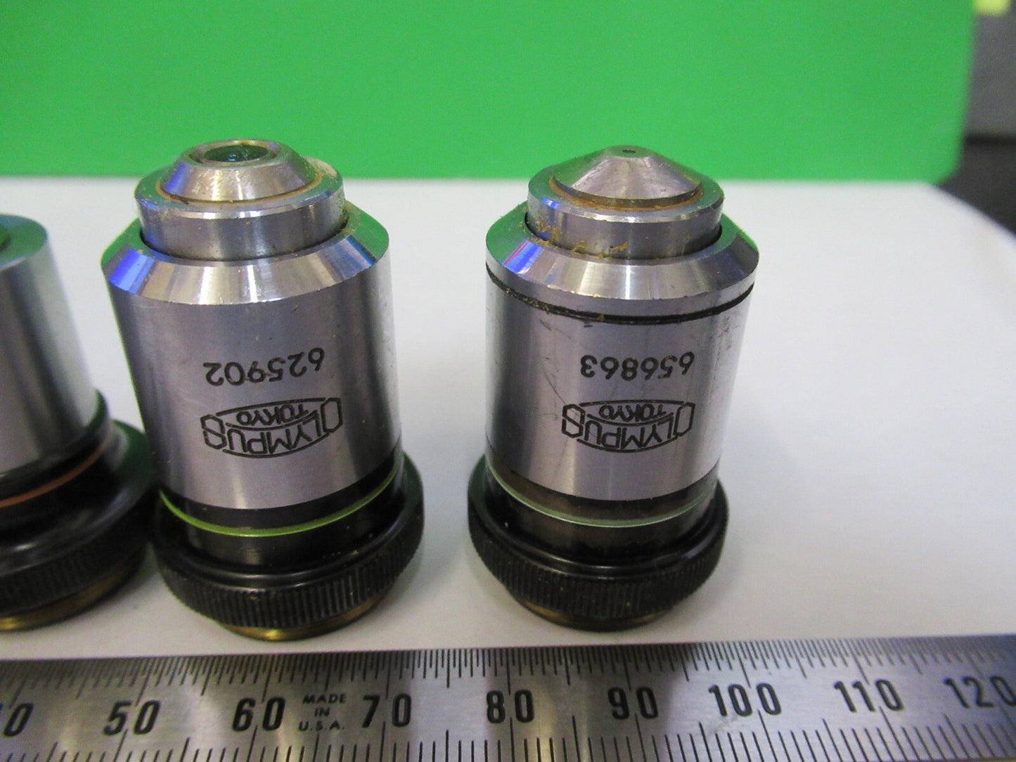 LOT 4 EA MIKROSKOP-OBJEKTIVE OLYMPUS 4X 10X 40X 100X OPTIK #P8-B-07