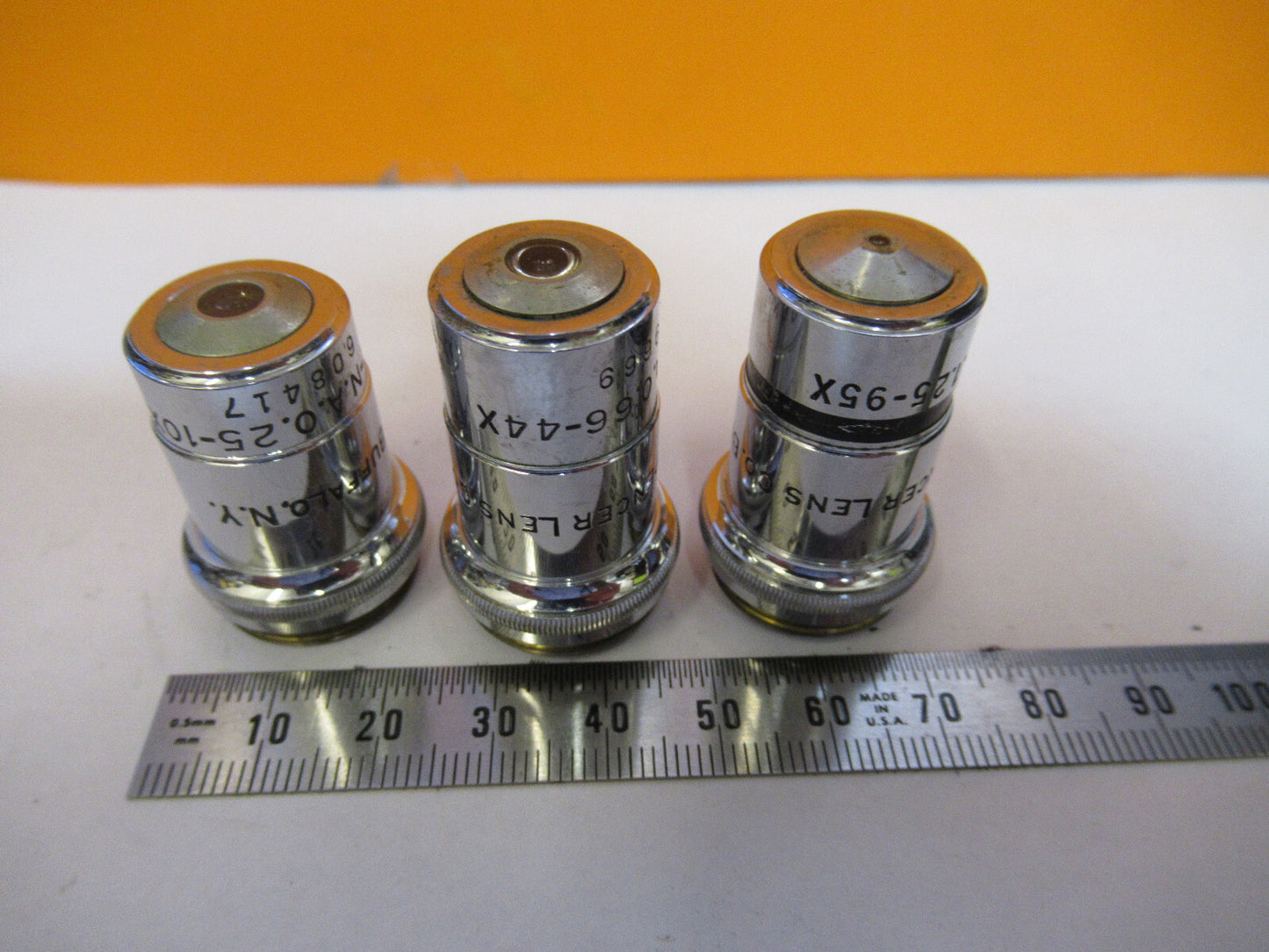 LOT AO AMERICAN SPENCER OBJECTIVES OPTICS MICROSCOPE PART AS PICTURED S4-B-35