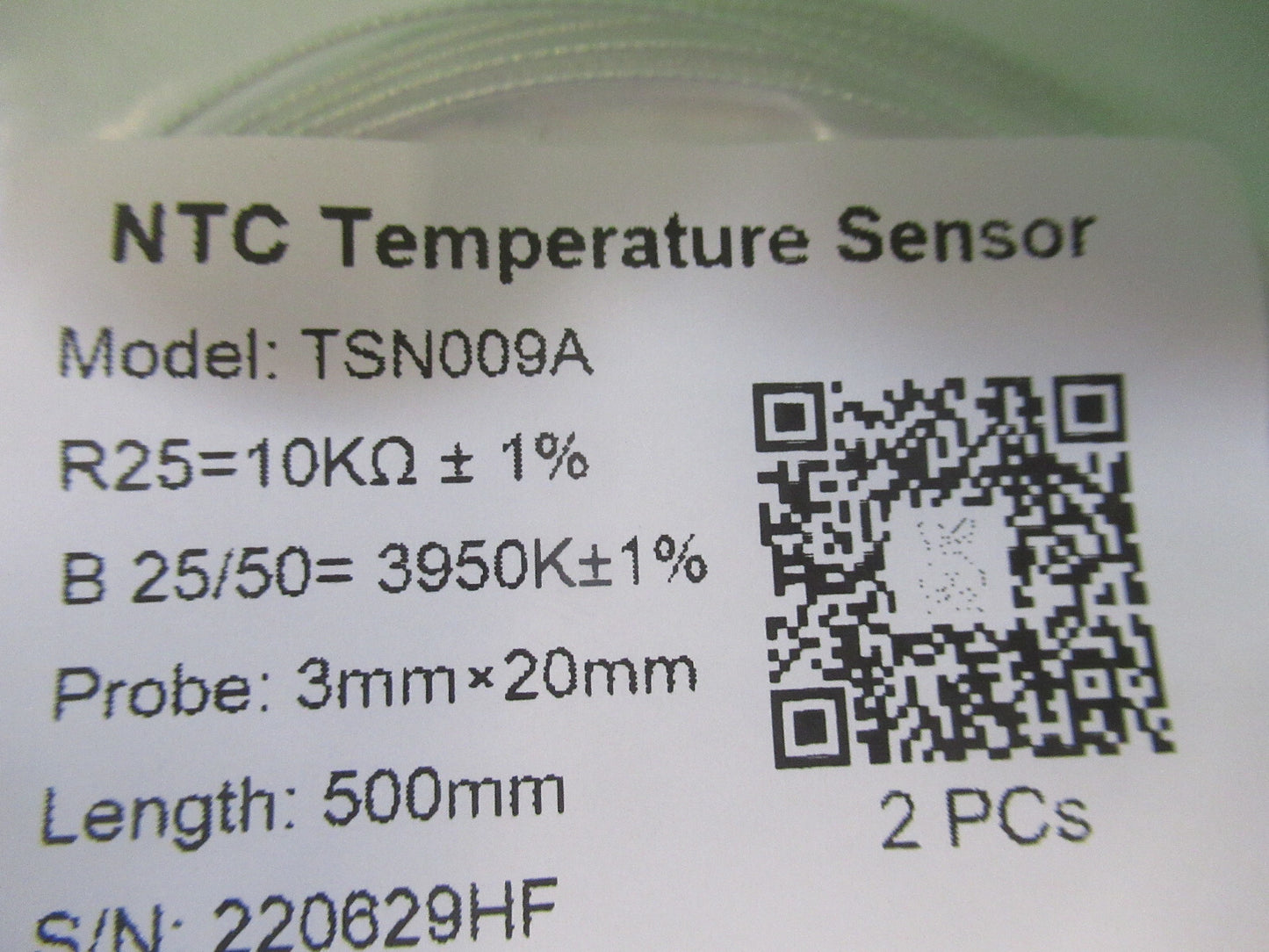 PAIR NTC THERMISTOR TEMPERATURE SENSOR 10000 OHMS  3X20mm AS PICTURED R7-B-73