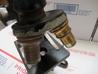 WEIRD RARE ANTIQUE BAUSCH LOMB MICROSCOPE with foldable legs AS PICTURED LOB