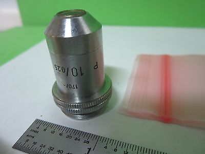 MIKROSKOPTEIL OBJEKTIV LEITZ DEUTSCHLAND 10X P OPTICS AS IS BIN#K7-F-18