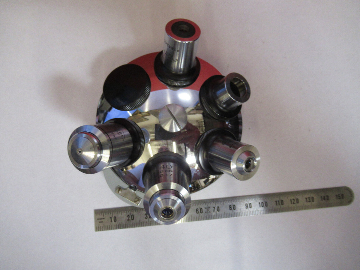 TIYODA JAPAN  NOSEPIECE + 5 OBJECTIVES  MICROSCOPE PART AS PICTURED F8-A-87