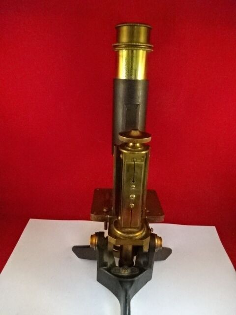 MICROSCOPE ANTIQUE BRASS JAMES PARKES BIRMINGHAM ENGLAND UK OPTICS AS IS #LOB