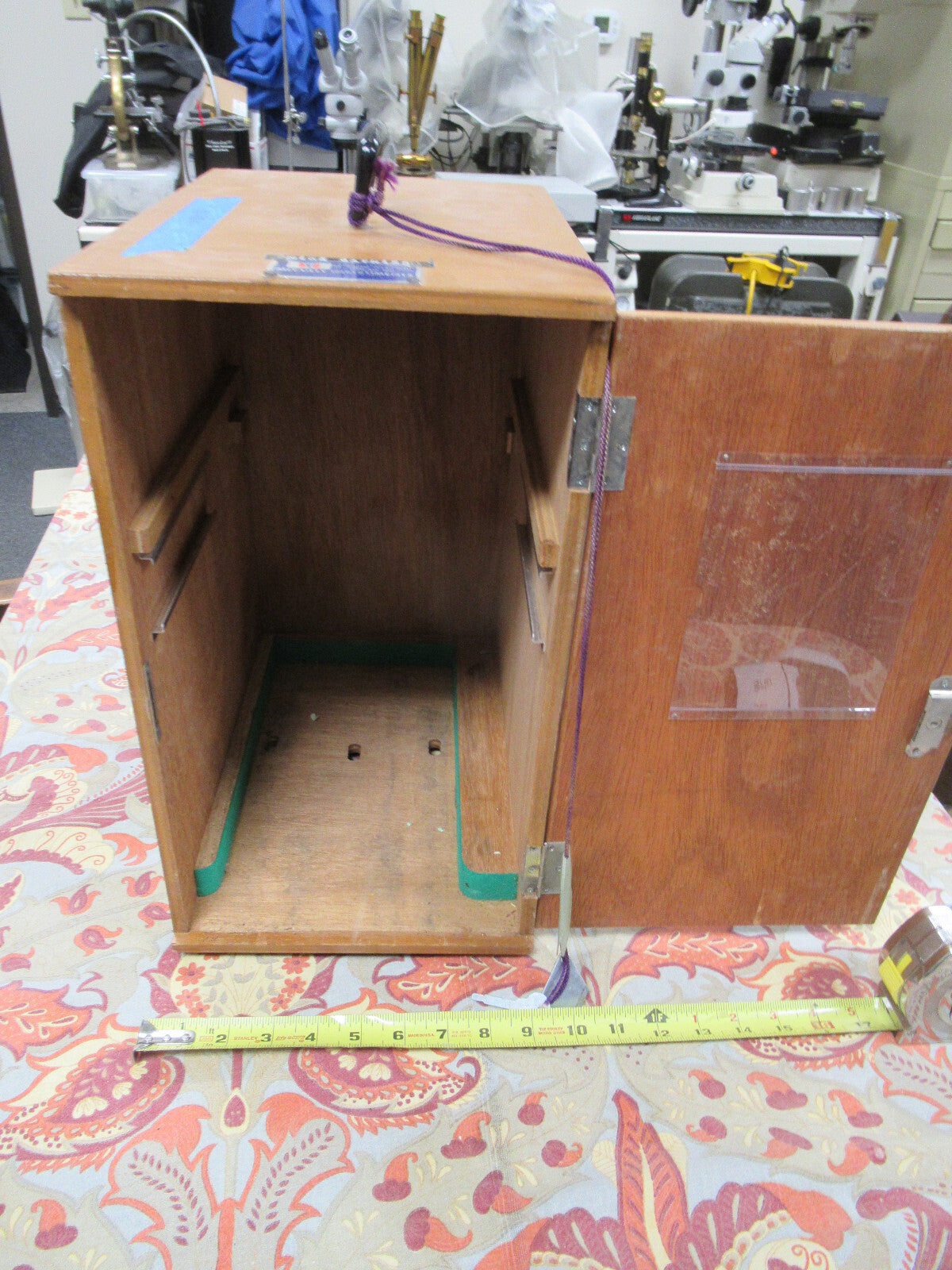 Empty Wood Cabinet for Antique Nikon Japan Microscope Part