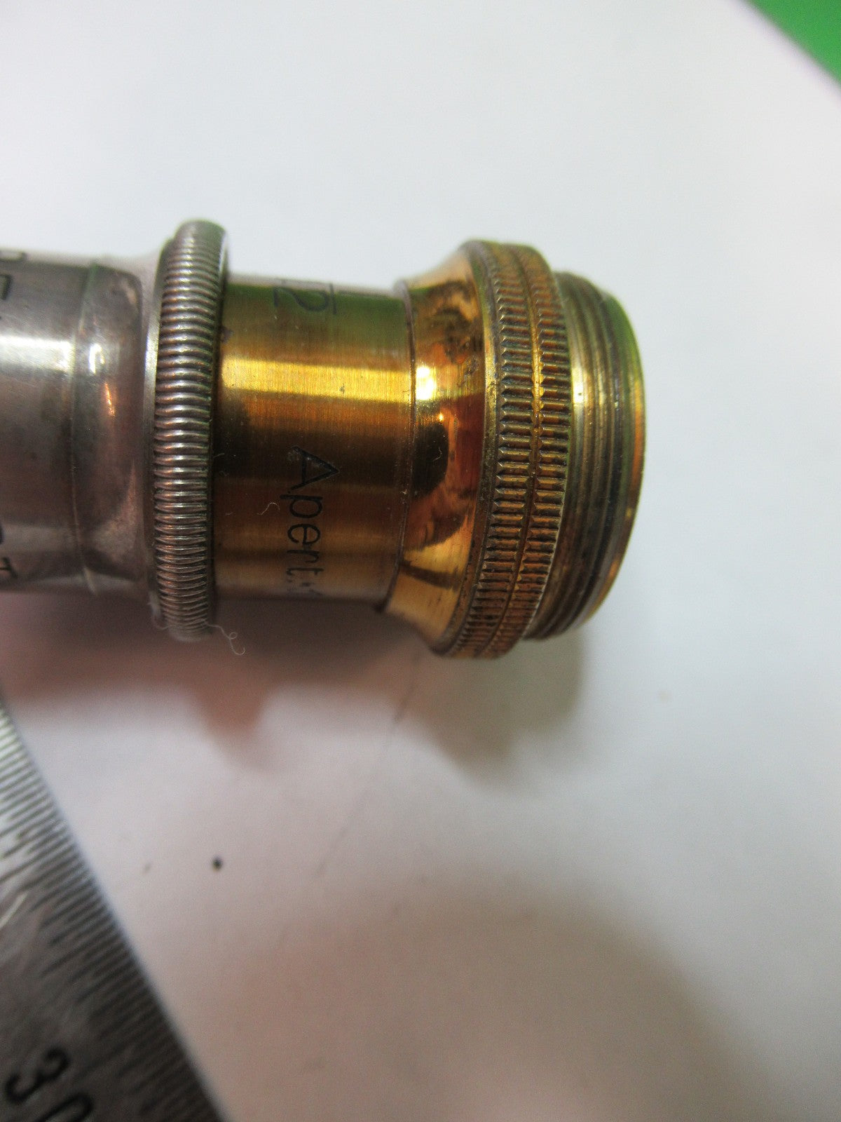ANTIQUE BRASS REICHERT AUSTRIA OBJECTIVE MICROSCOPE PART AS PICTURED T6-A-39