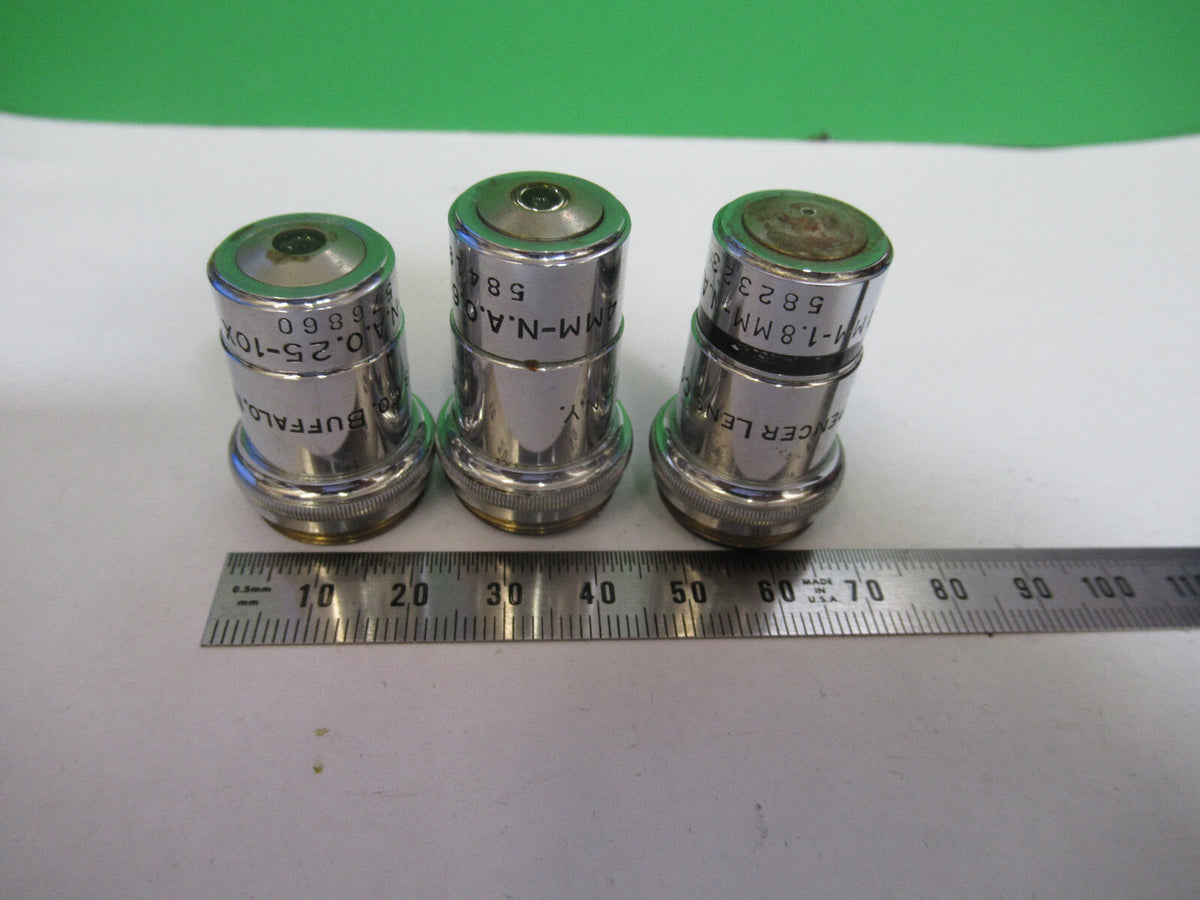 Lot Spencer Lens Co. Objective 10X 44X 95X Microscope Part Optics American Optical Co