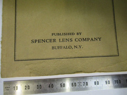 Spencer Lens Co. Manual 1926 Very Fragile Microscope Part