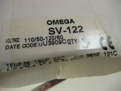 OMEGA ENGINEERING SV-122 SOLENOID VALVE AS PICTURED #12-A-49